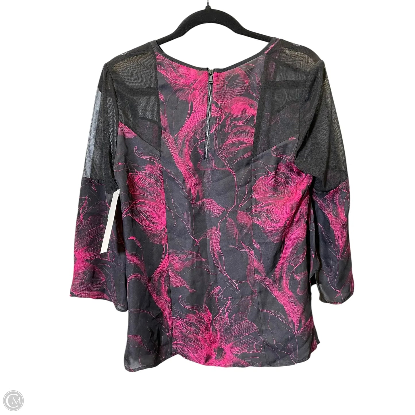 Top 3/4 Sleeve Designer By Milly In Black & Pink, Size: 10