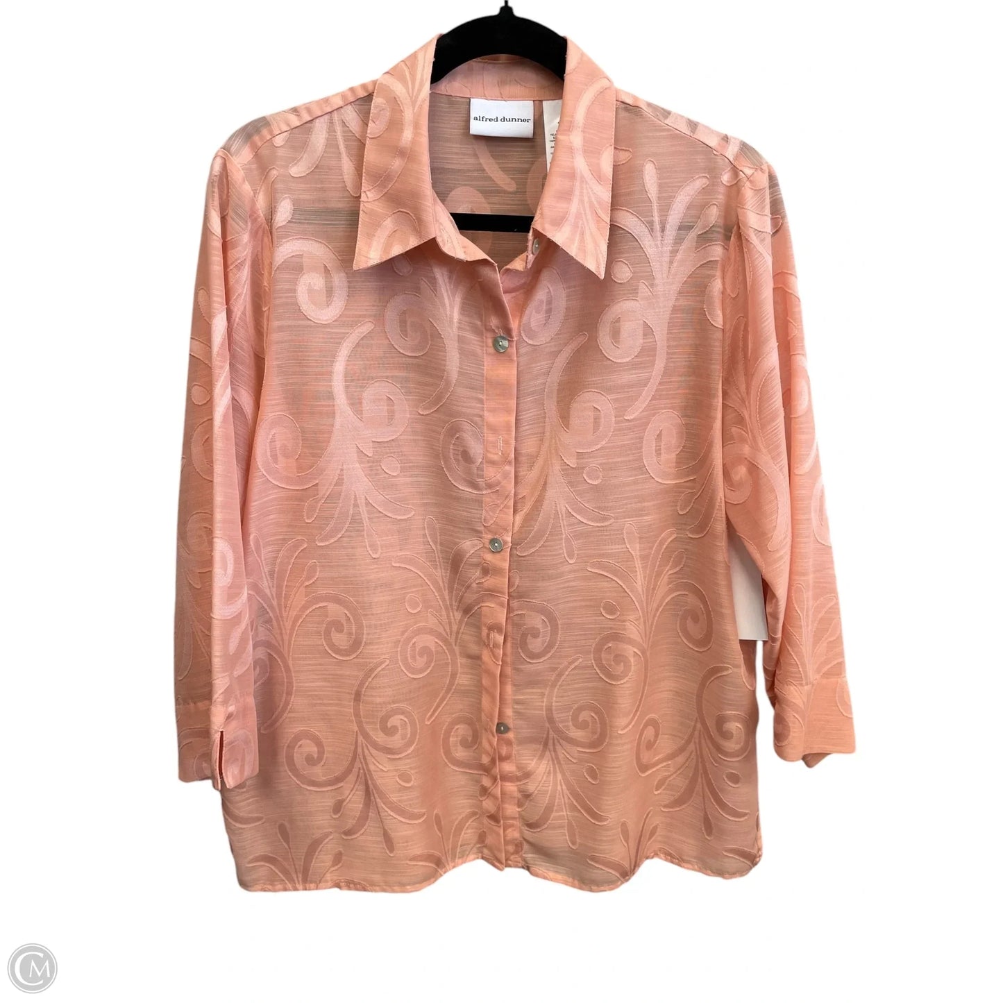 Blouse 3/4 Sleeve By Alfred Dunner In Orange, Size: 12
