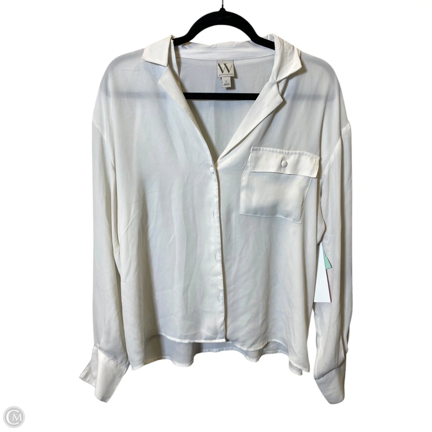Blouse Long Sleeve By Worthington In Cream, Size: L