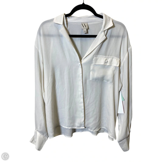 Blouse Long Sleeve By Worthington In Cream, Size: L