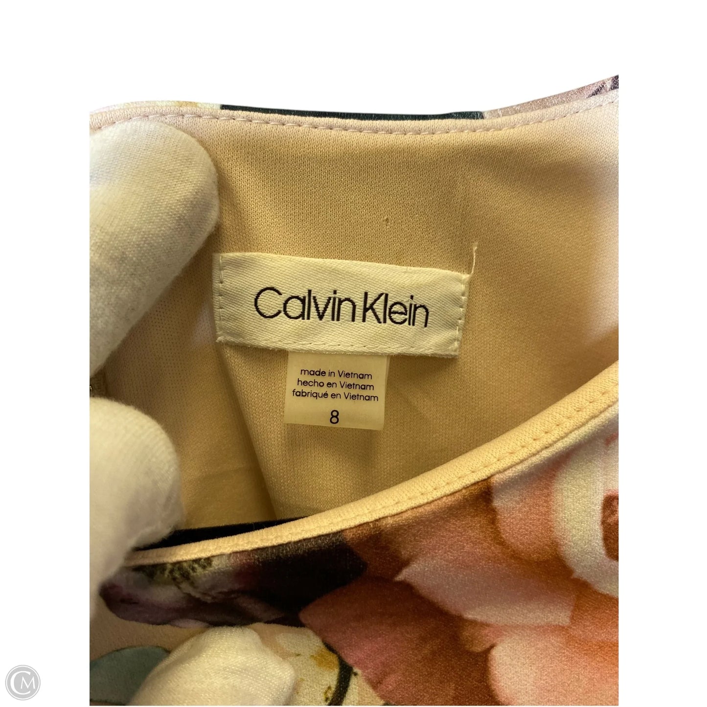 Dress Work By Calvin Klein In Floral Print, Size: 8