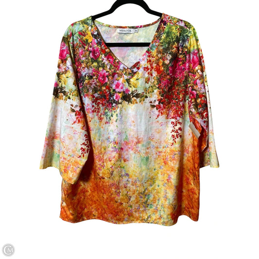 Top 3/4 Sleeve By Misslook In Floral Print, Size: 2x