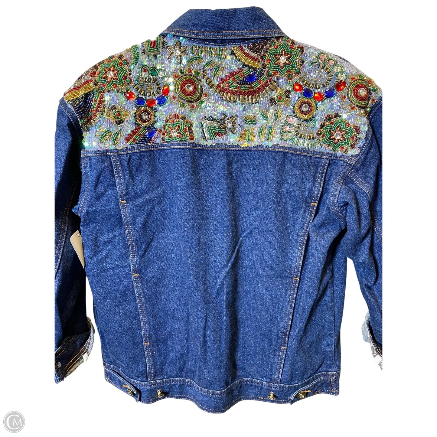 Jacket Denim By Clothes Mentor In Multi-colored, Size: L