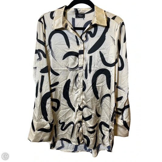 Blouse Long Sleeve By Clothes Mentor In Black & Cream, Size: L