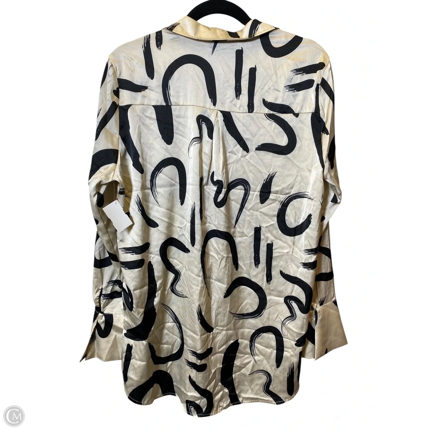 Blouse Long Sleeve By Clothes Mentor In Black & Cream, Size: L