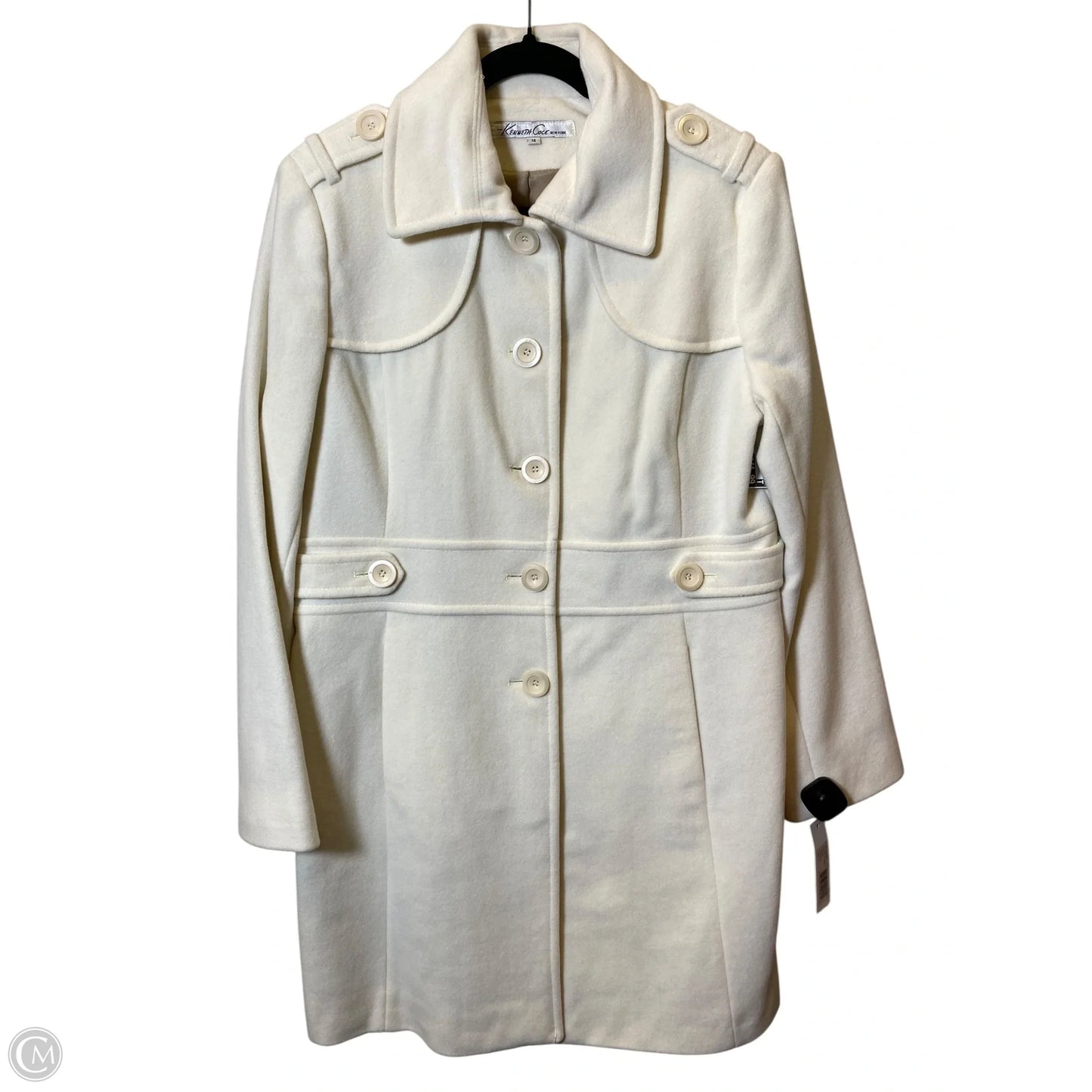 Coat Wool By Kenneth Cole In Cream, Size: 14