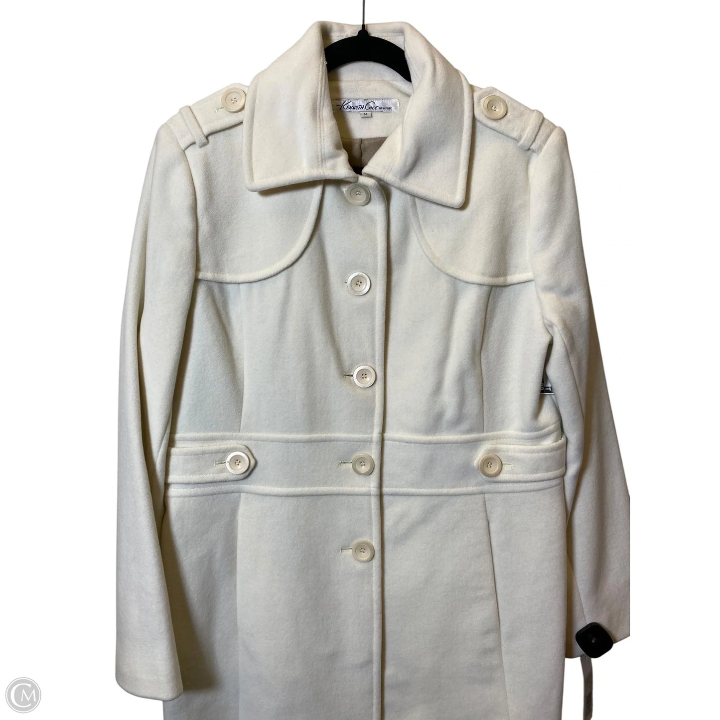 Coat Wool By Kenneth Cole In Cream, Size: 14