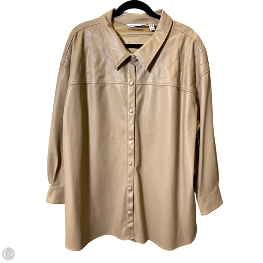 Jacket Leather By Isaac Mizrahi In Tan, Size: 2x