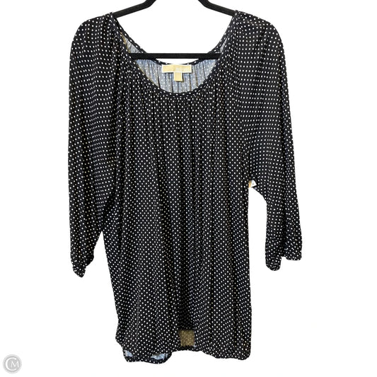 Top 3/4 Sleeve Designer By Michael Kors In Polkadot Pattern, Size: 1x