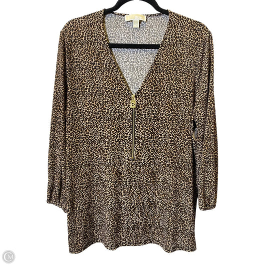 Top Long Sleeve By Michael By Michael Kors In Animal Print, Size: Xl