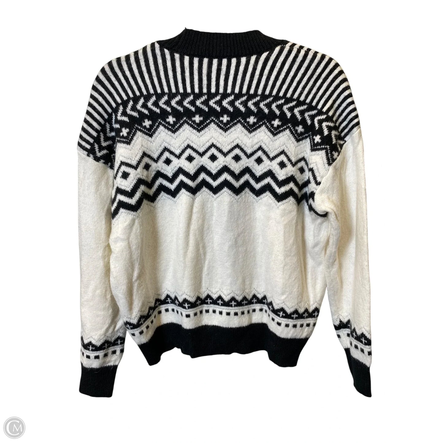 Sweater Cardigan By Ann Taylor In Black & White, Size: Lp