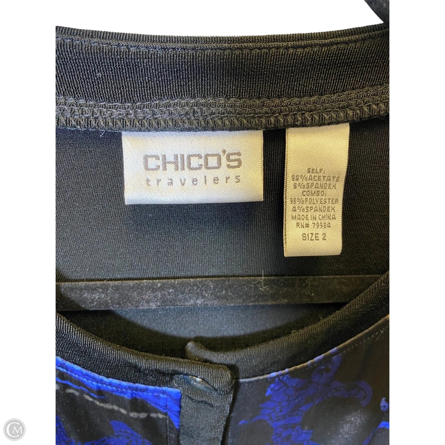 Cardigan By Chicos In Black & Blue, Size: L