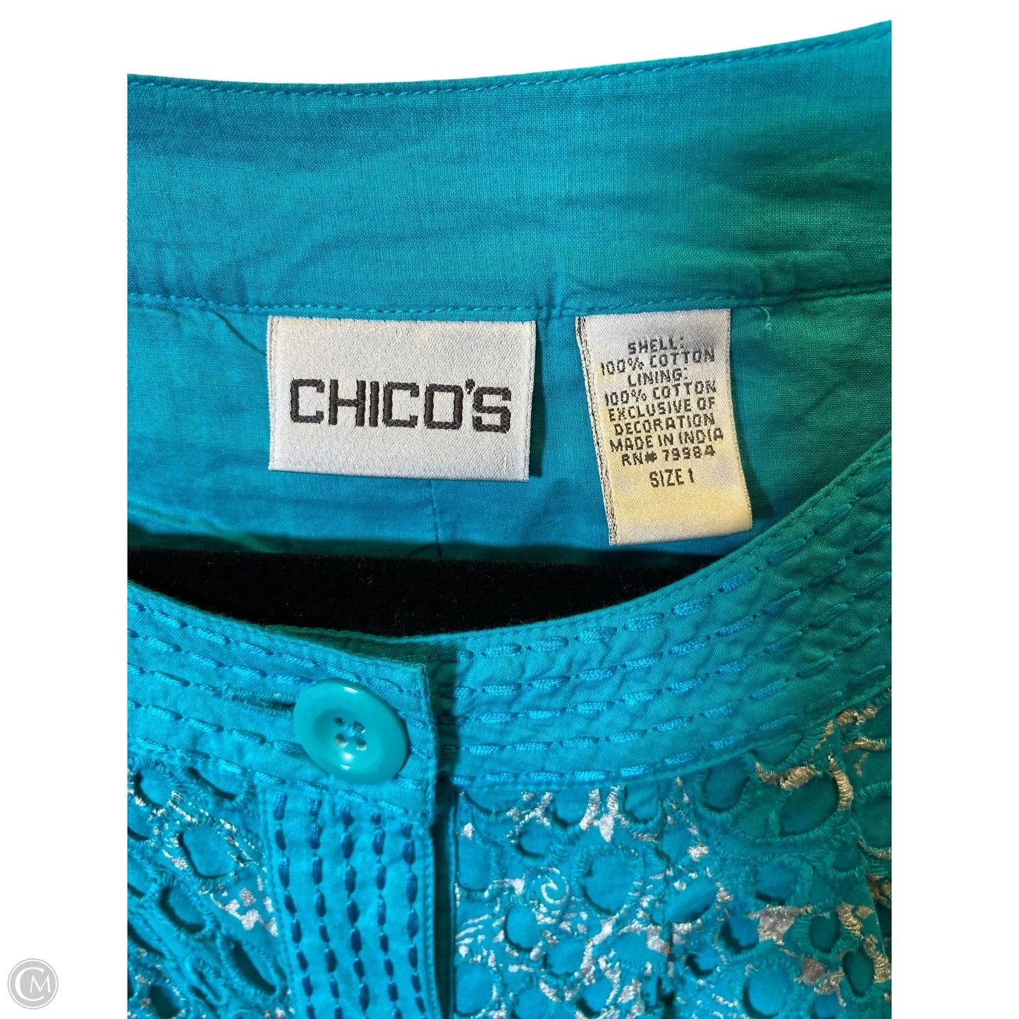 Sweater Cardigan By Chicos In Teal, Size: M