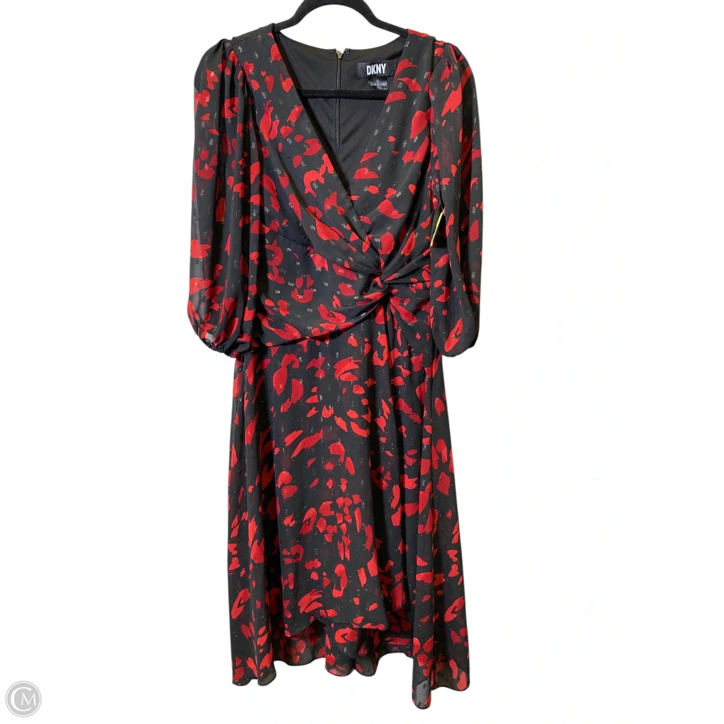 Dress Casual Midi By Dkny In Black & Red, Size: 6