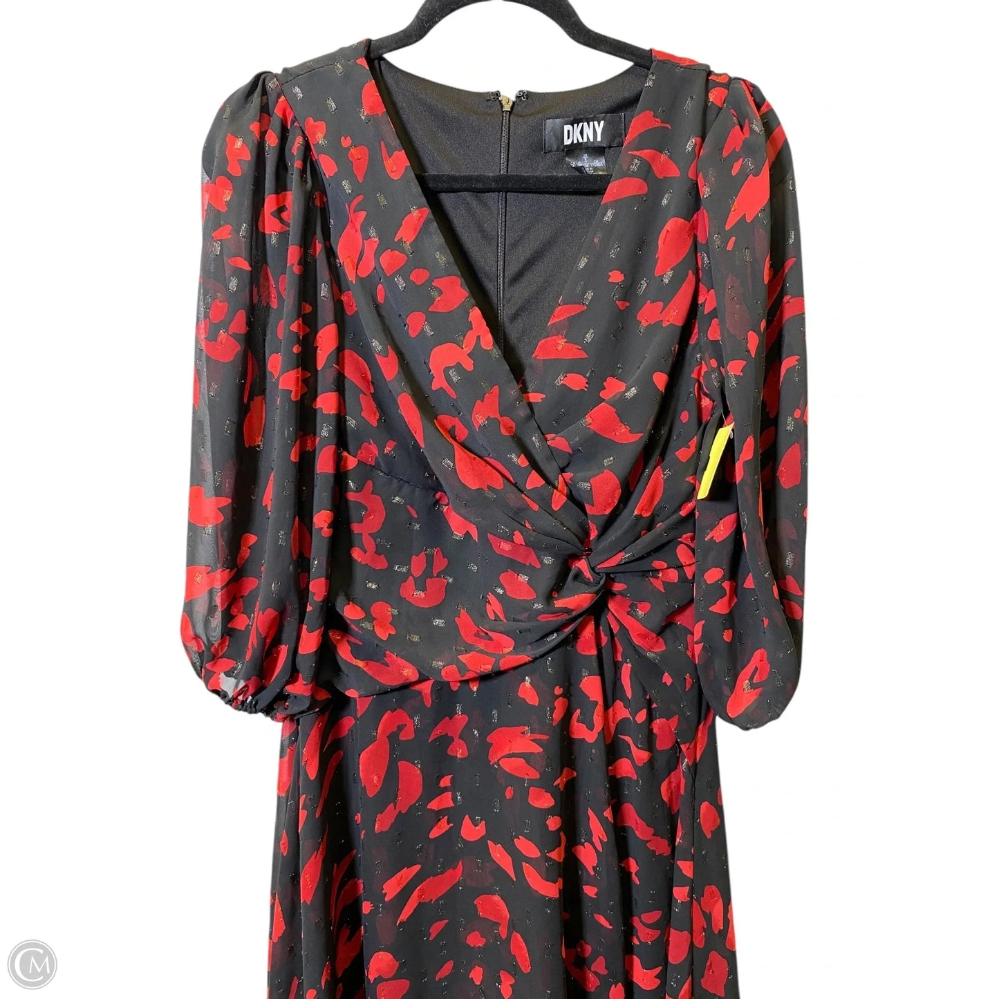 Dress Casual Midi By Dkny In Black & Red, Size: 6