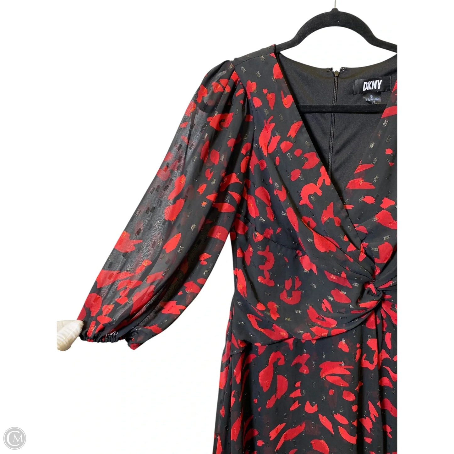 Dress Casual Midi By Dkny In Black & Red, Size: 6
