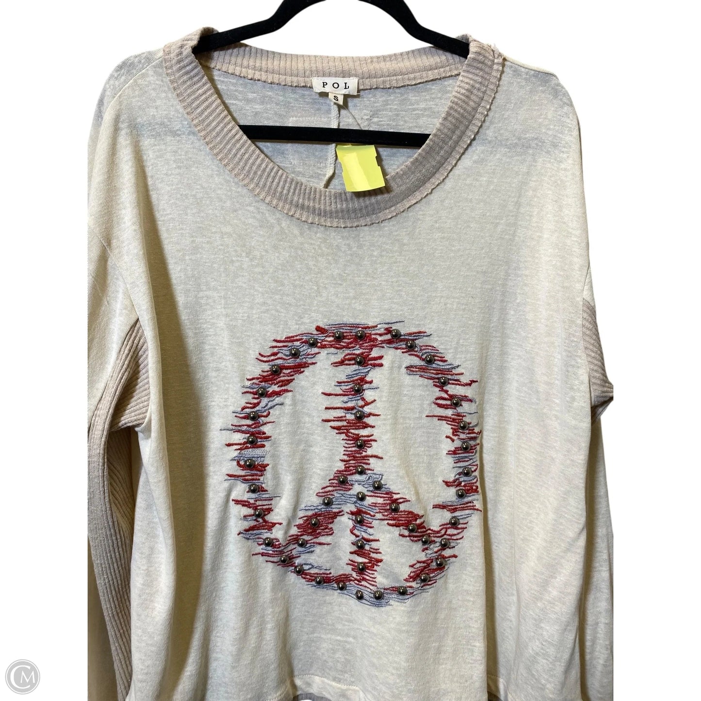 Top Long Sleeve By Pol In Beige, Size: S