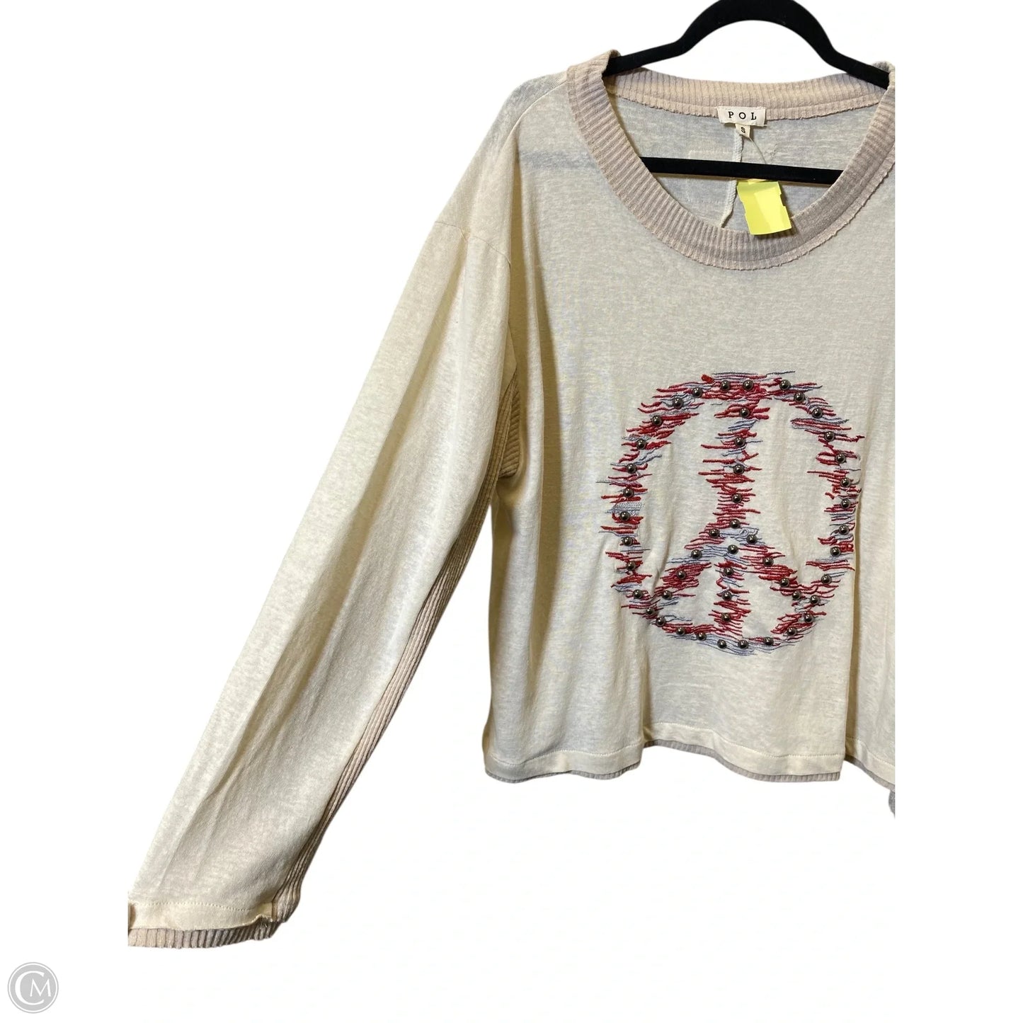 Top Long Sleeve By Pol In Beige, Size: S