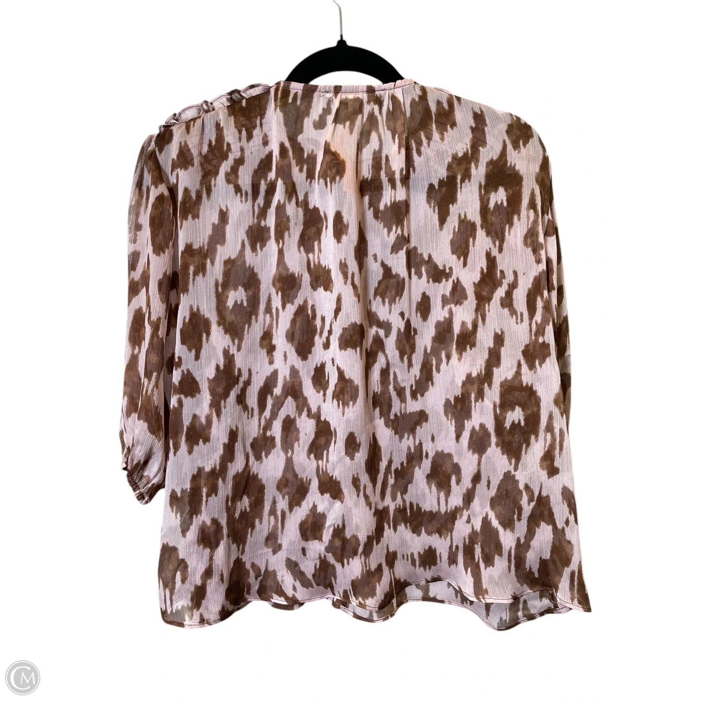 Blouse Short Sleeve By Cmc In Brown & Cream, Size: M