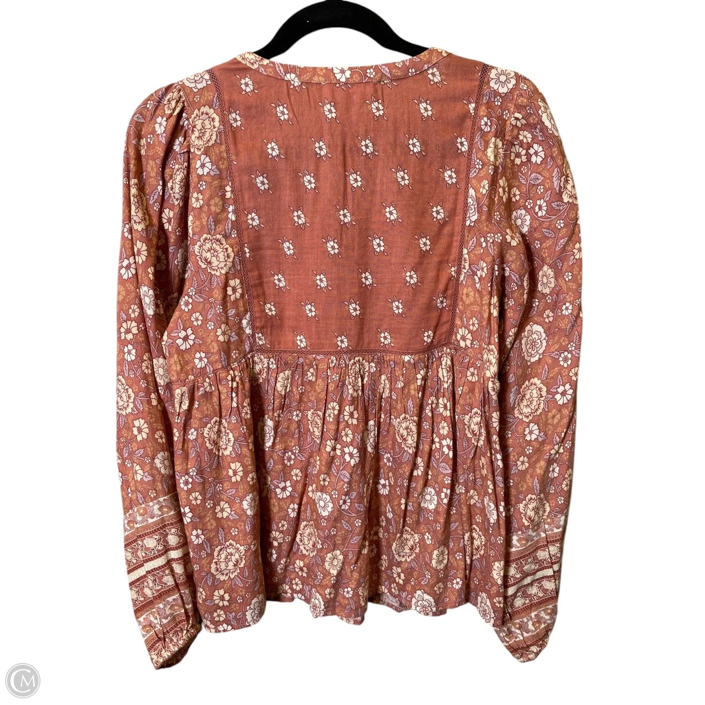 Top Long Sleeve By Lucky Brand In Orange & Tan, Size: S
