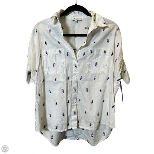 Blouse Short Sleeve By Madewell In Blue & White, Size: S
