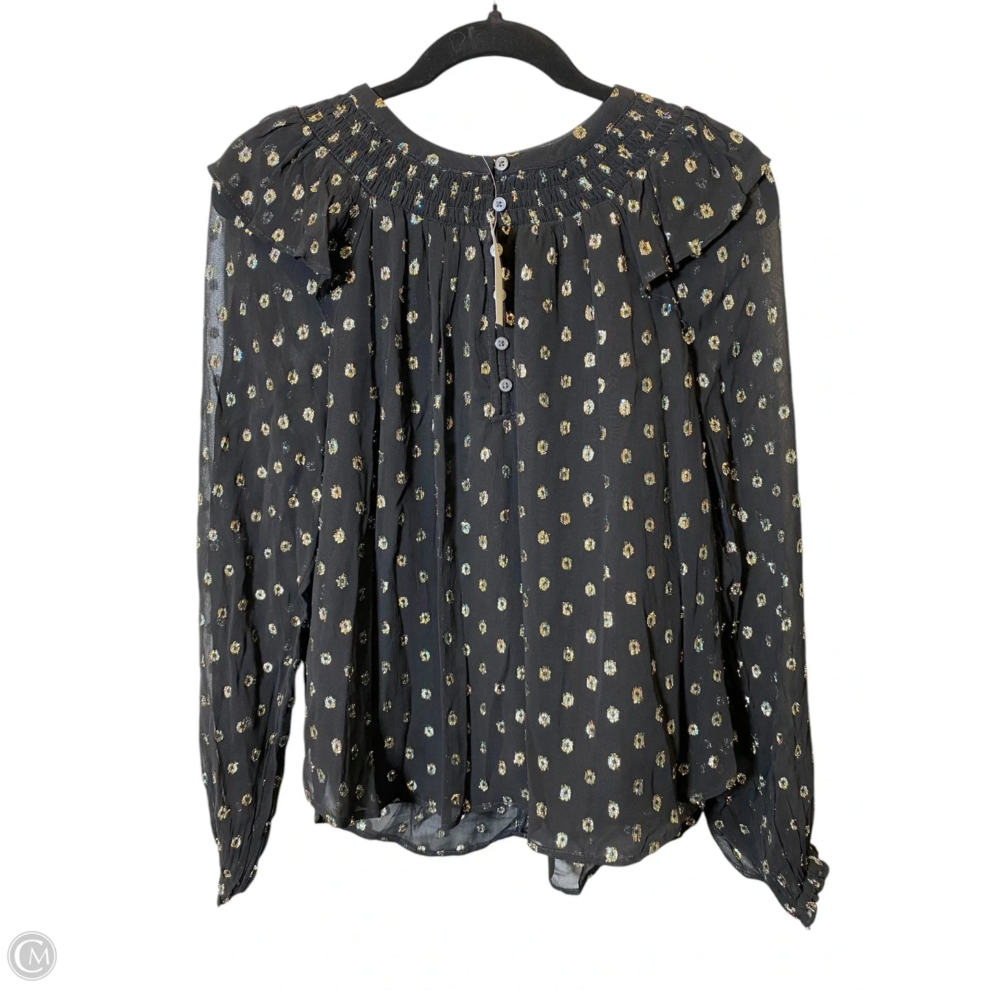 Top Long Sleeve By Loft In Black & Gold, Size: Xs