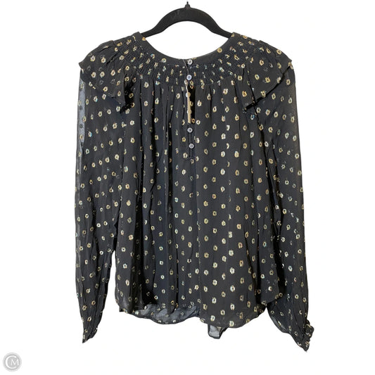 Top Long Sleeve By Loft In Black & Gold, Size: Xs