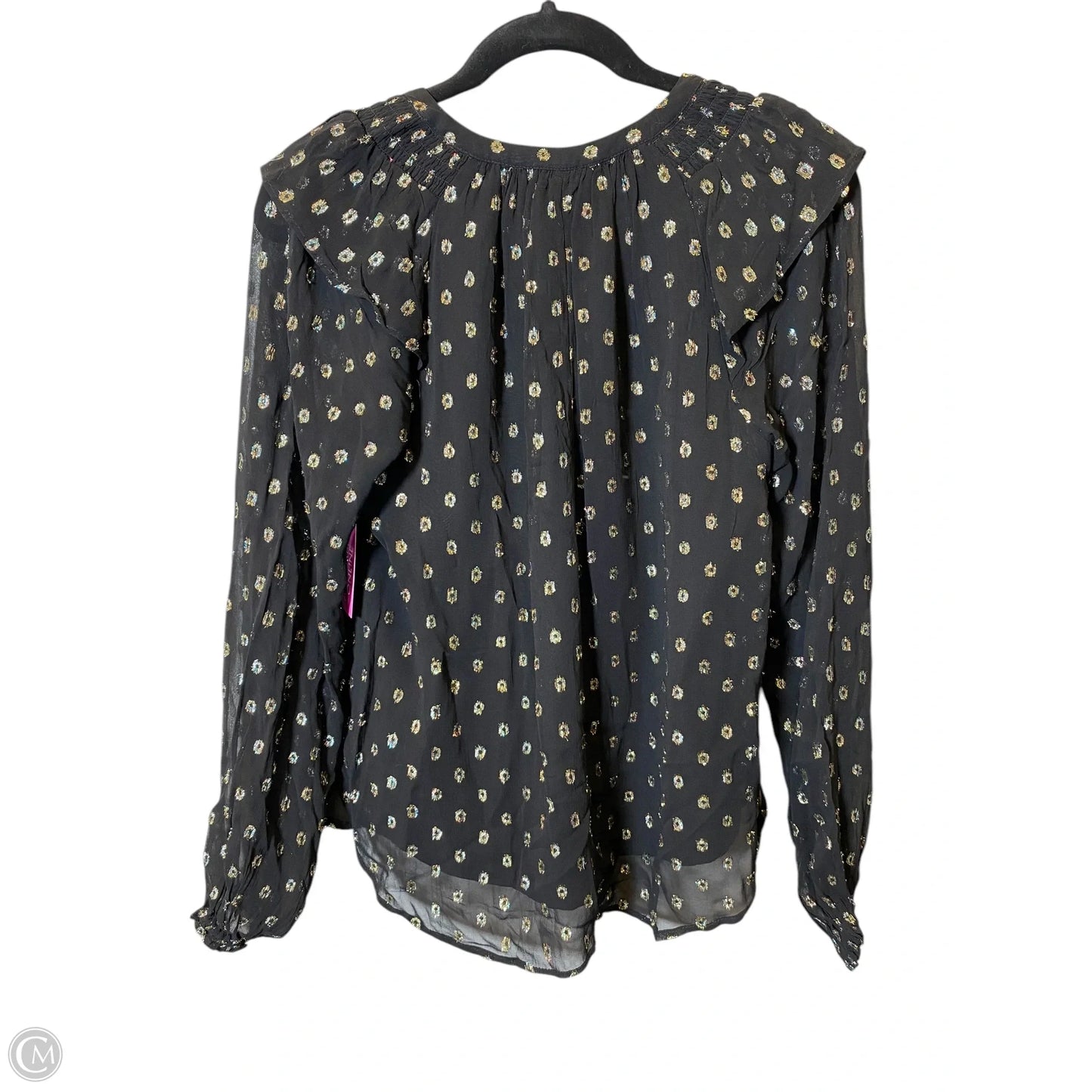 Top Long Sleeve By Loft In Black & Gold, Size: Xs