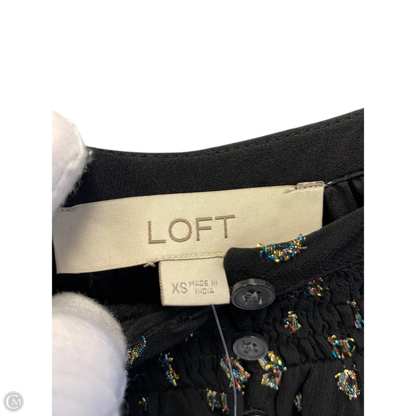 Top Long Sleeve By Loft In Black & Gold, Size: Xs