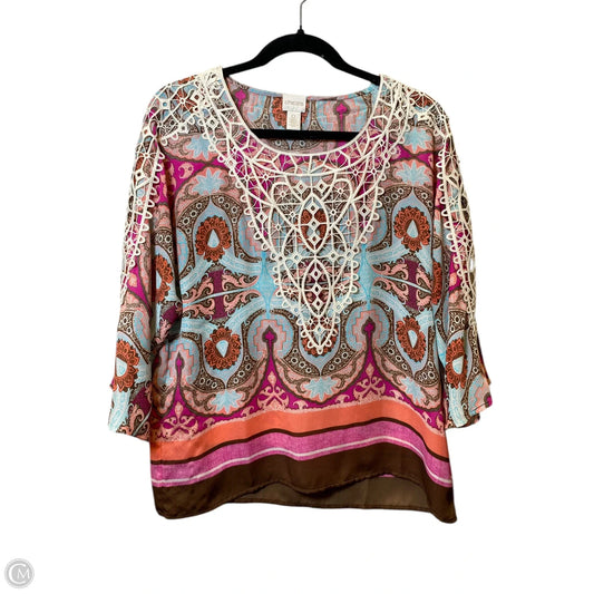 Top 3/4 Sleeve By Chicos In Multi-colored, Size: S