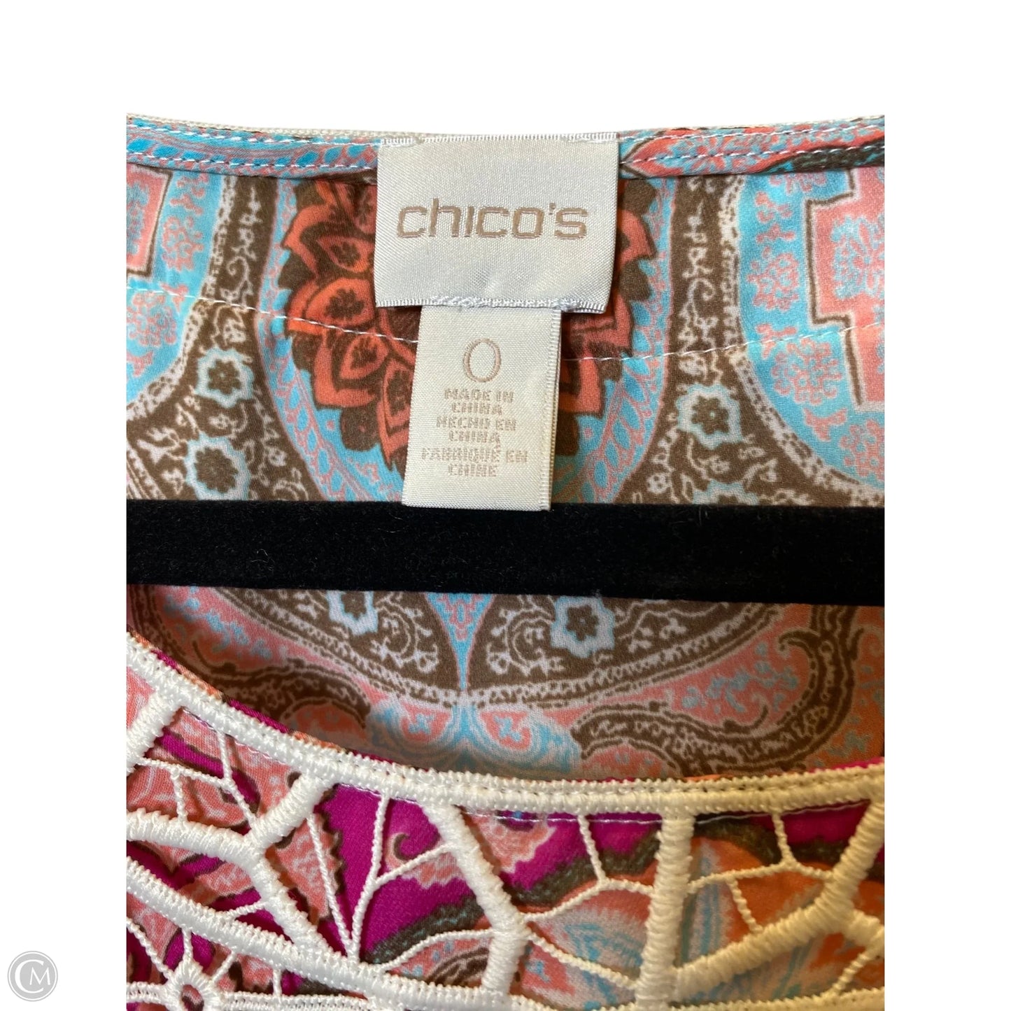 Top 3/4 Sleeve By Chicos In Multi-colored, Size: S