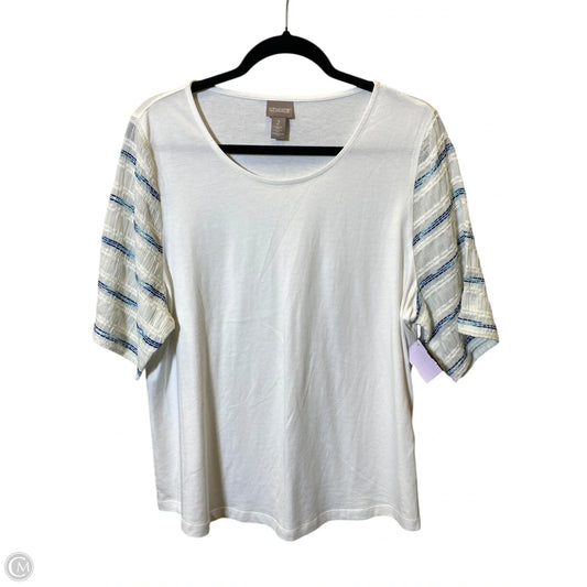 Top Short Sleeve Basic By Chicos In Blue & White, Size: L