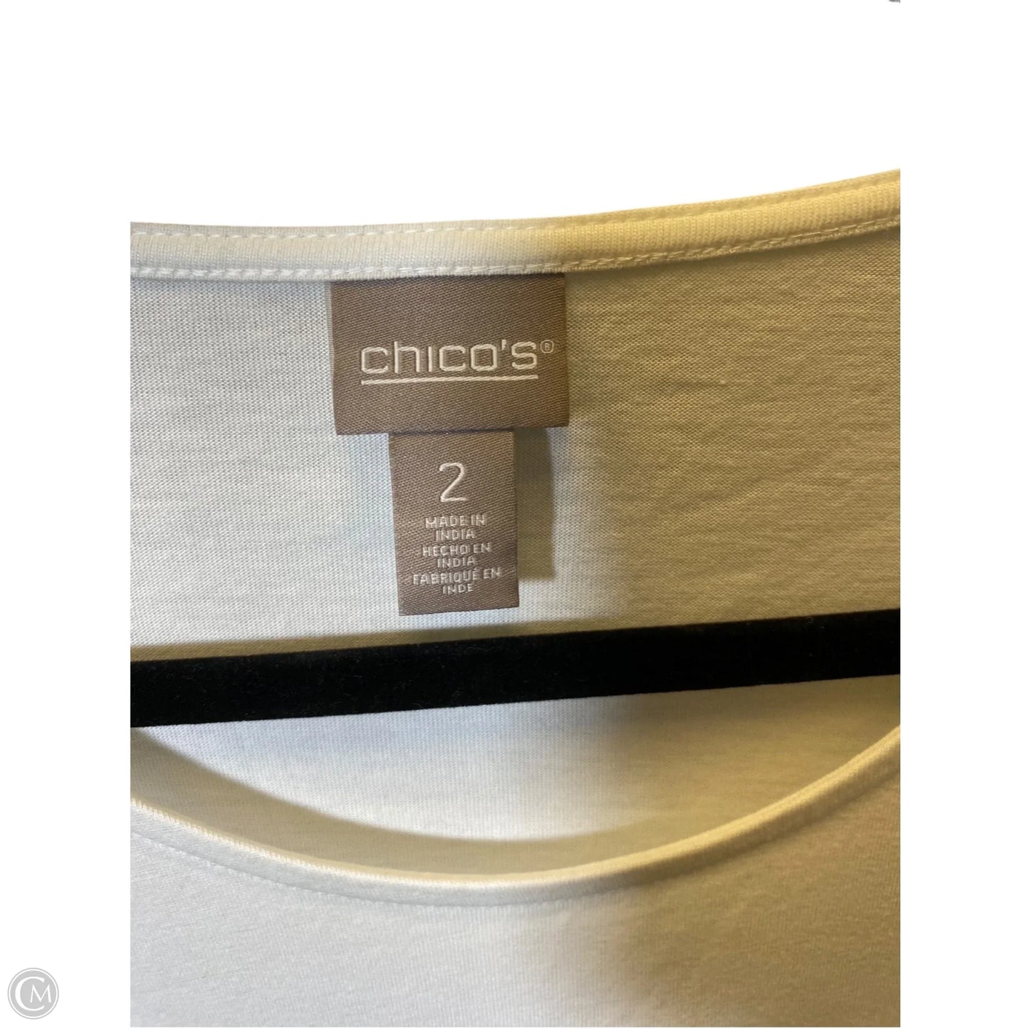 Top Short Sleeve Basic By Chicos In Blue & White, Size: L
