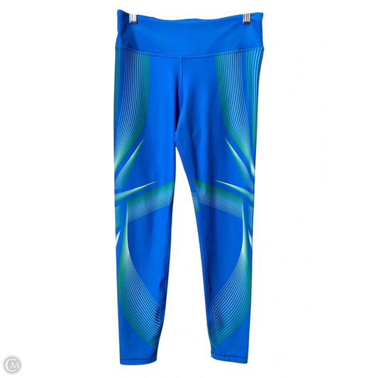 Athletic Leggings By Reebok In Blue & Green, Size: M