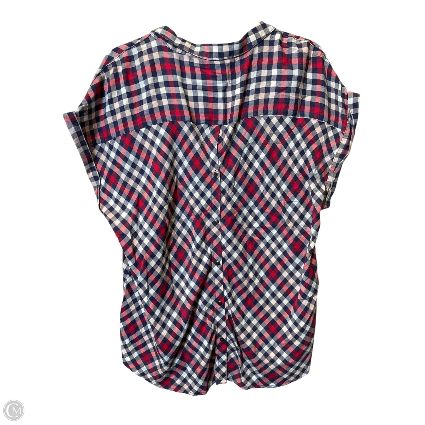 Blouse Short Sleeve By Maurices In Plaid Pattern, Size: Xl