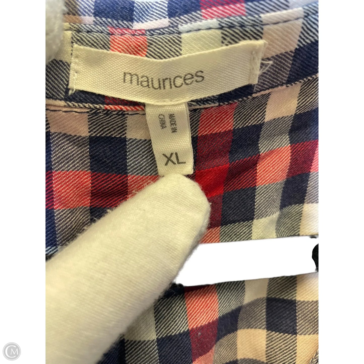Blouse Short Sleeve By Maurices In Plaid Pattern, Size: Xl