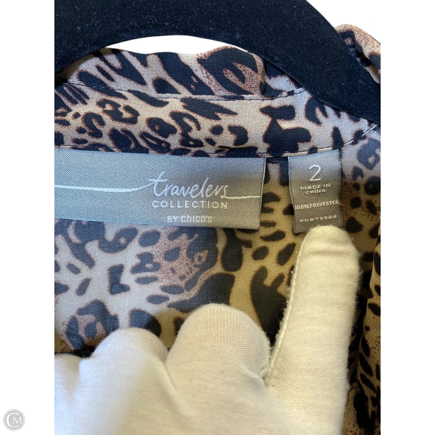 Blouse Long Sleeve By Chicos In Animal Print, Size: L