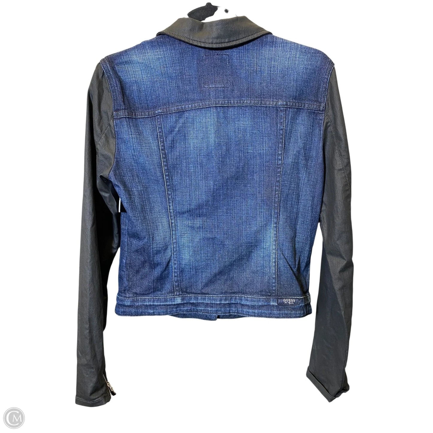 Jacket Denim By Guess In Black & Blue, Size: M