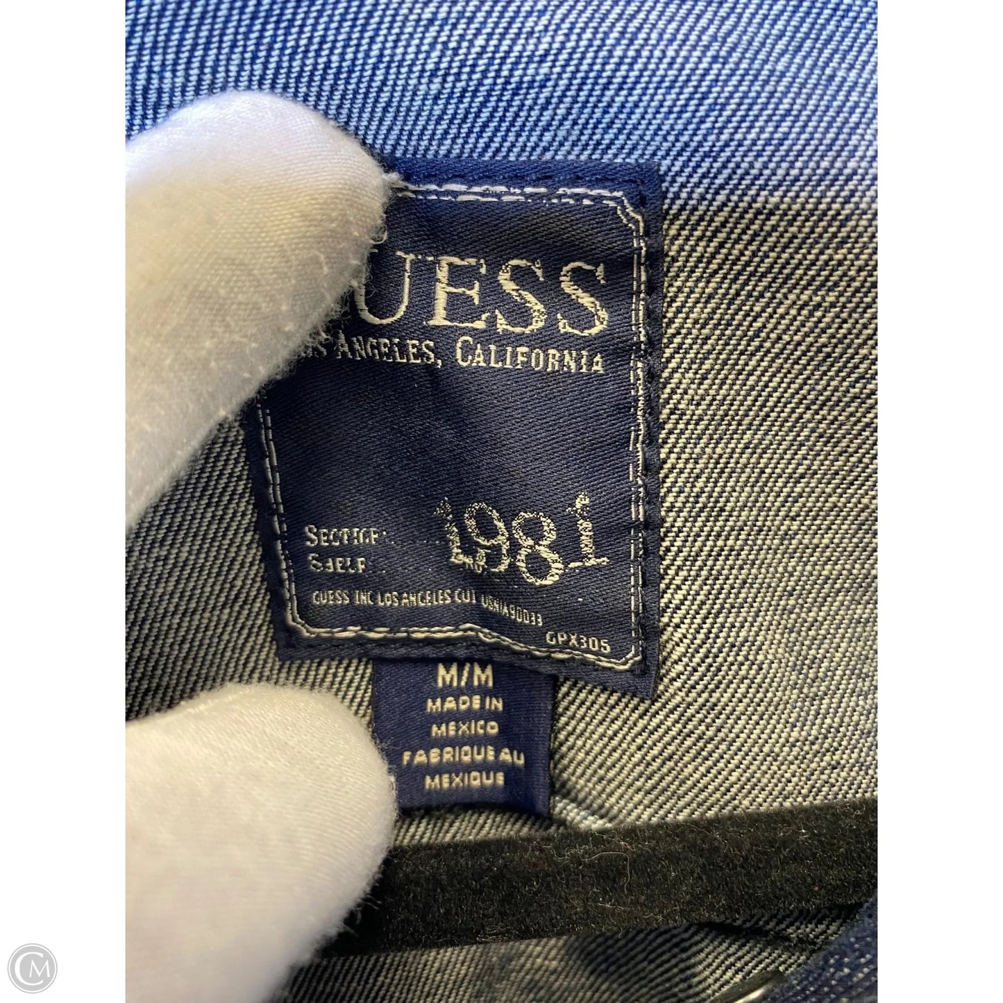 Jacket Denim By Guess In Black & Blue, Size: M