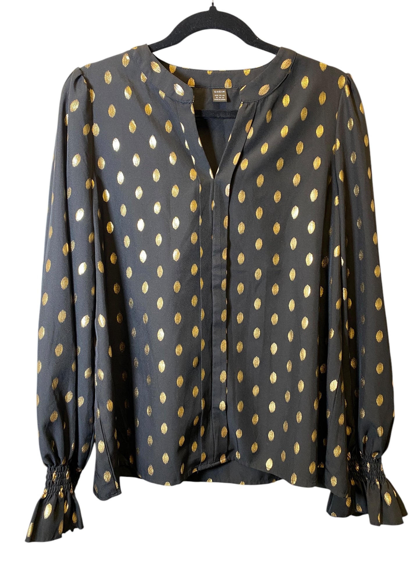 Top Long Sleeve By Shein In Black & Gold, Size: Xl