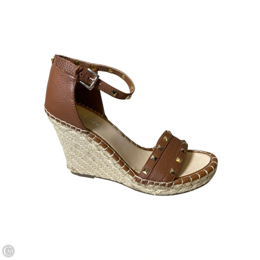 Shoes Heels Wedge By Marc Fisher In Brown & Tan, Size: 9