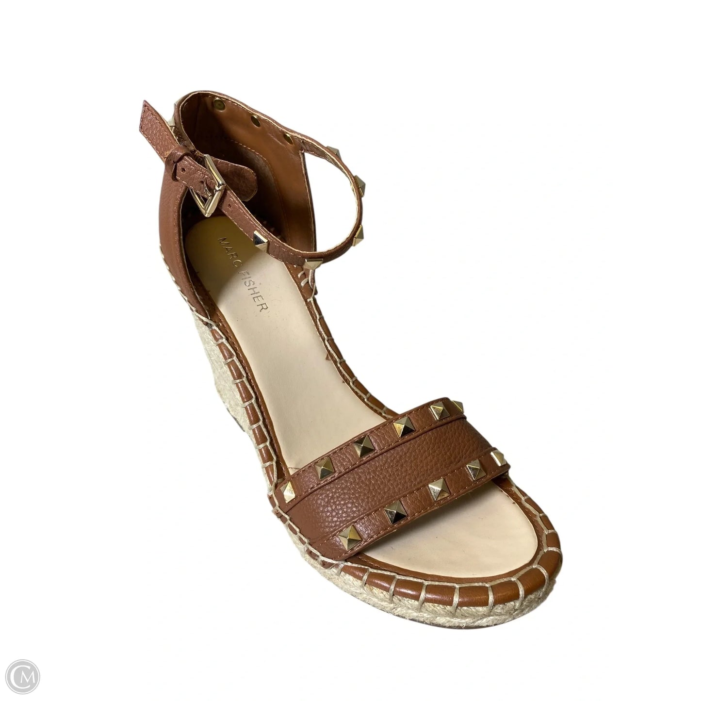Shoes Heels Wedge By Marc Fisher In Brown & Tan, Size: 9