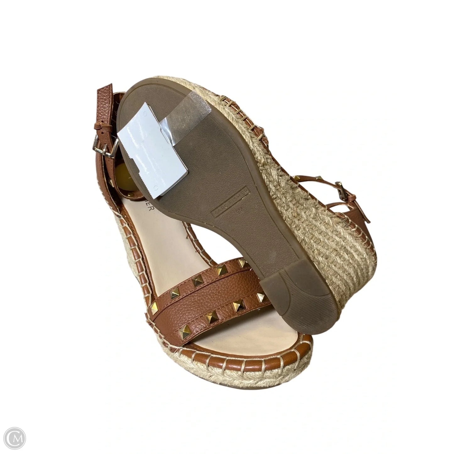 Shoes Heels Wedge By Marc Fisher In Brown & Tan, Size: 9