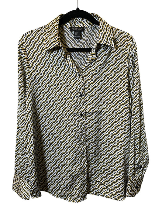 Blouse Long Sleeve By Rachel Zoe In Geometric Pattern, Size: M