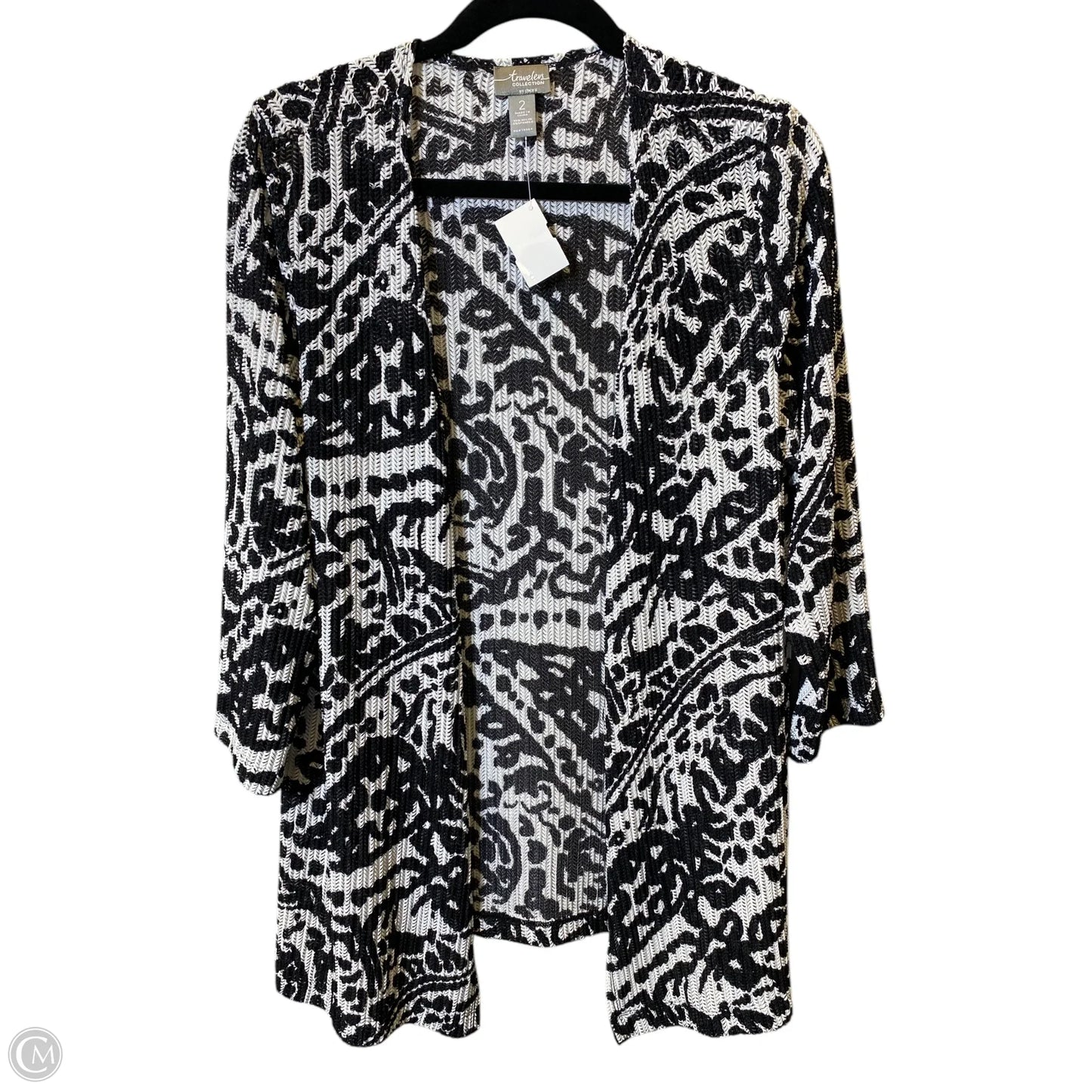 Cardigan By Chicos In Black & White, Size: L