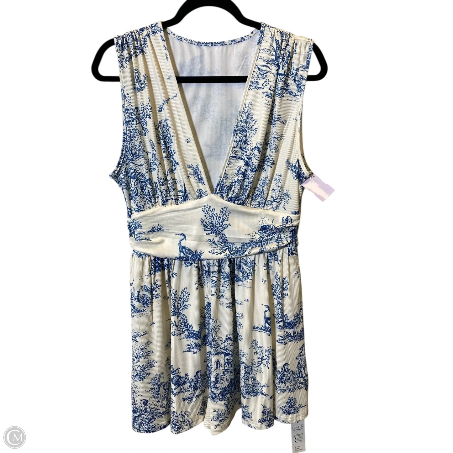 Romper By Cupshe In Blue & Cream, Size: L