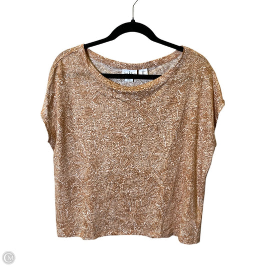 Top Short Sleeve By Nicole Miller In Brown & White, Size: M