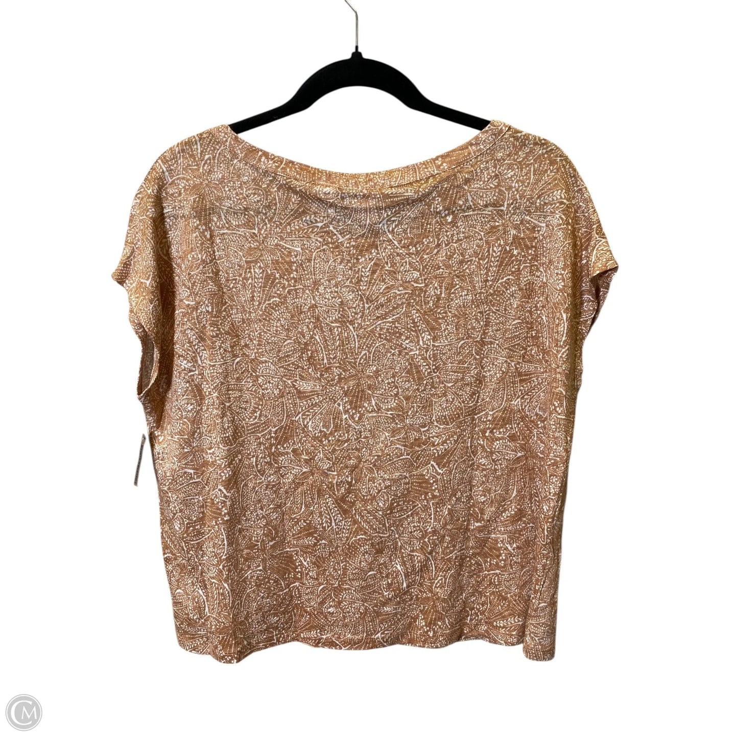 Top Short Sleeve By Nicole Miller In Brown & White, Size: M