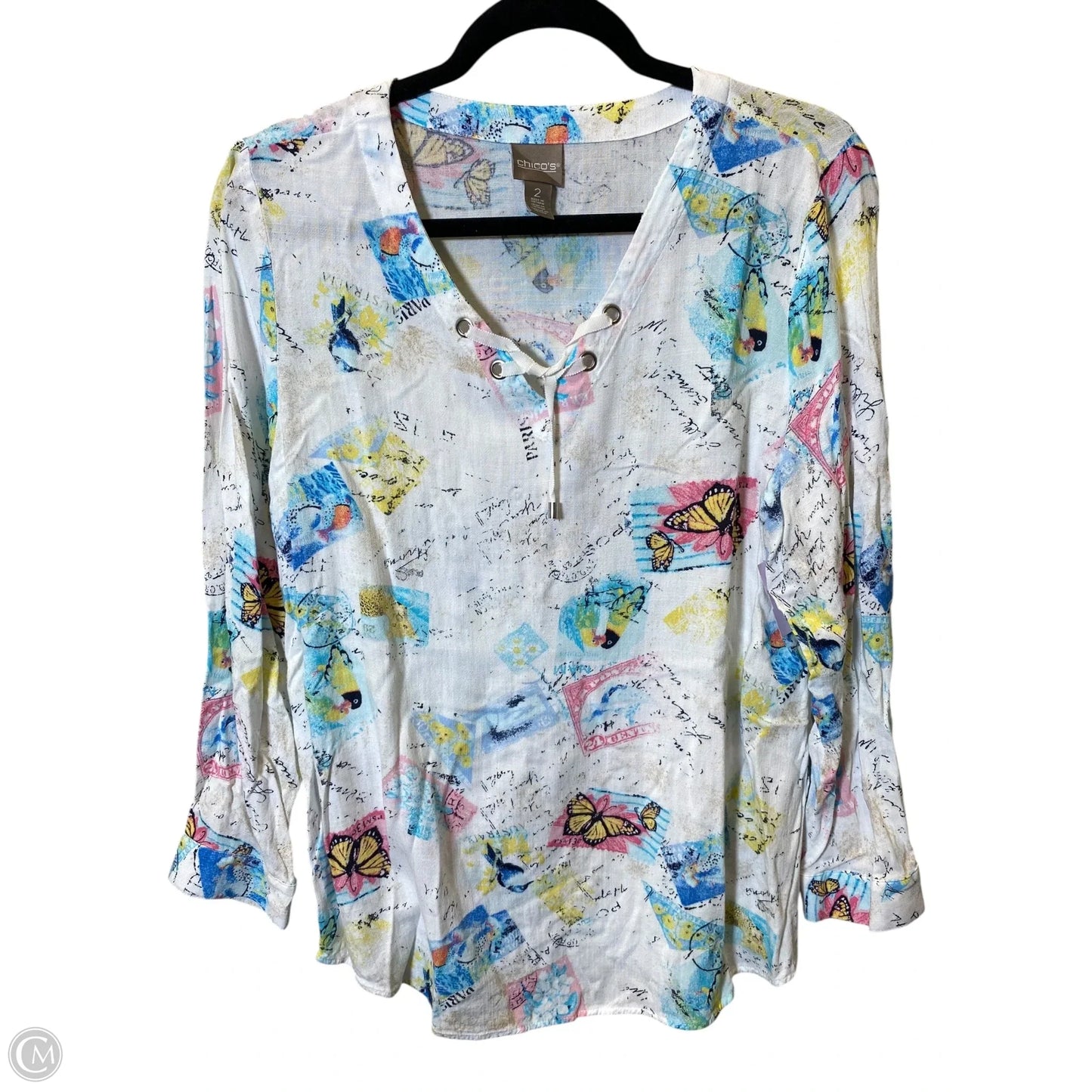 Top Long Sleeve By Chicos In Multi-colored, Size: L