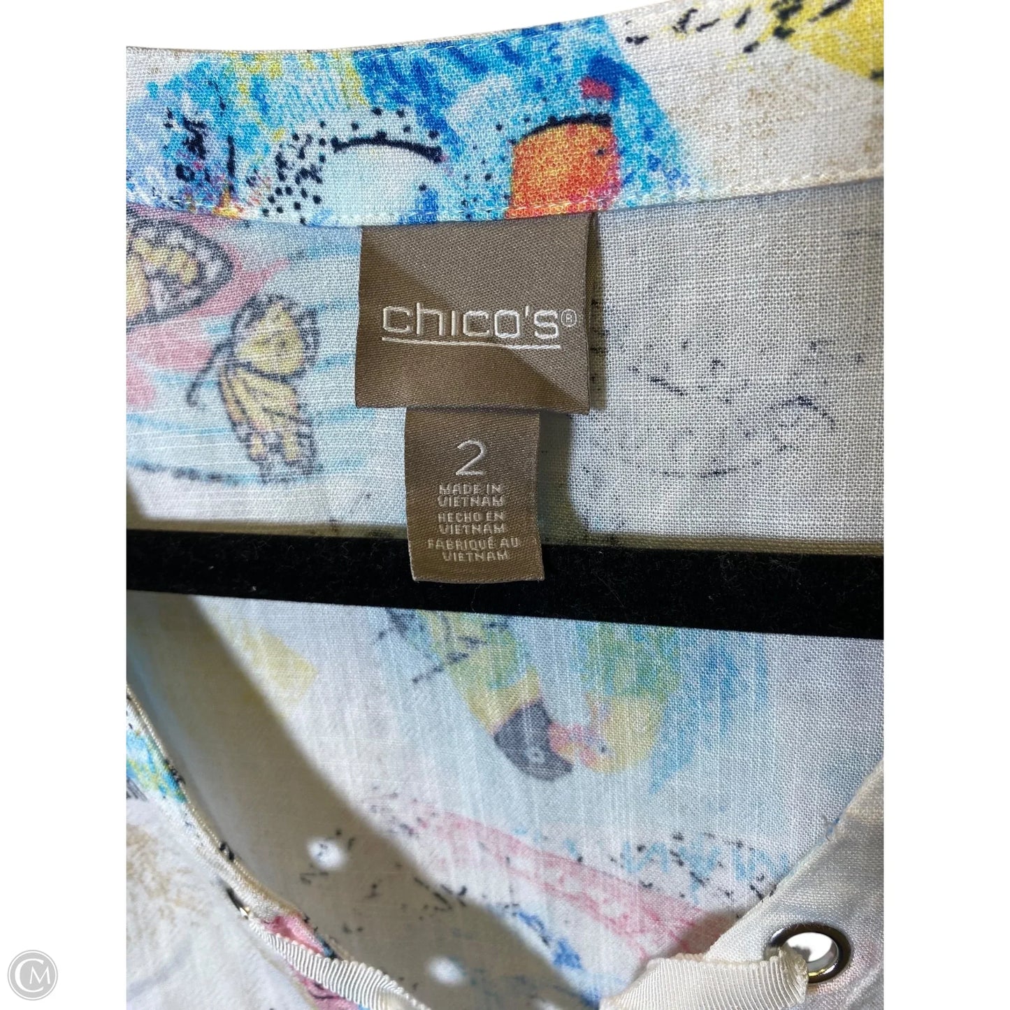 Top Long Sleeve By Chicos In Multi-colored, Size: L